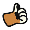 Thumbs up cartoon hand icon, part of That's Ruff's playful visuals.